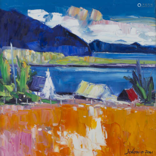 John Lowrie Morrison - 'Rain Passing the Inner Hebrides', oil on canvas, signed 'Jolomo' and dated