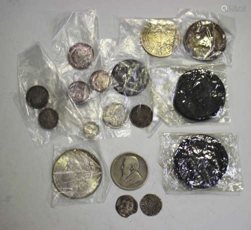 A group of British coins, comprising an Edward I silver penny, another medieval silver penny, a