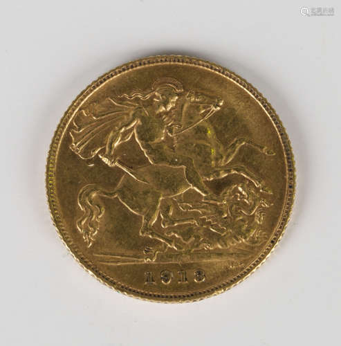A George V half-sovereign 1913.Buyer’s Premium 29.4% (including VAT @ 20%) of the hammer price. Lots