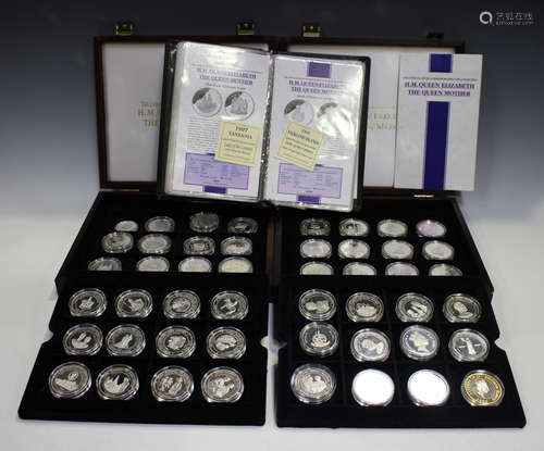 A collection of forty-eight silver proof crown-size coins, struck in honour of HM Queen Elizabeth