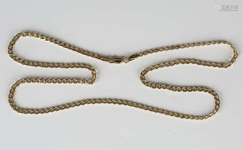 A 9ct gold curblink neckchain on a sprung hook shaped clasp, length 54.5cm.Buyer’s Premium 29.4% (