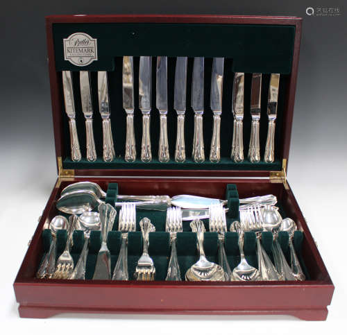 A late 20th century Butler of Sheffield Kitemark Collection canteen of plated cutlery, twelve