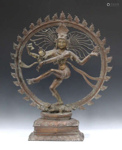 A South Indian bronze figure of Shiva Nataraj dancing on Apasmara Purusha, 20th century, modelled