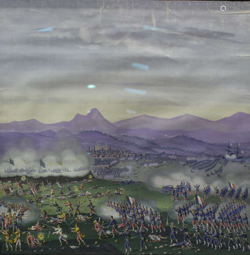 Continental School - a large gouache painting on canvas, early 20th century, depicting a Chinese