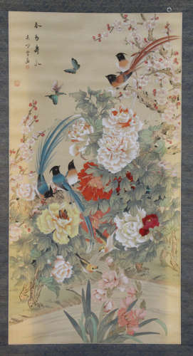 A collection of eight hanging scrolls, late 20th century, of various subjects, including scenes of