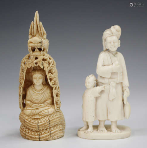 A South-east Asian carved and pierced ivory figure, early 20th century, possibly Balinese or