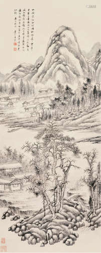 庚午（1750）年作 王宸 1720～1797 山间景物四时同 立轴 水墨纸本
