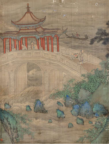 钱维城 1720～1772 （款） 出游图 立轴 设色绢本