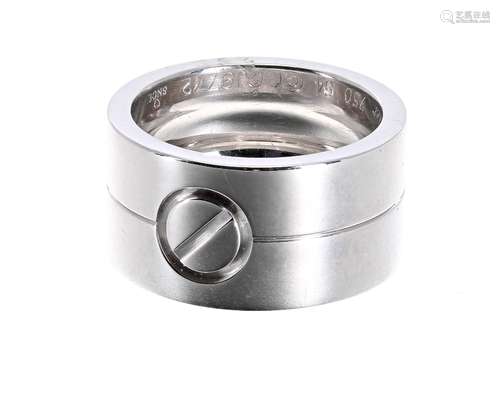 Cartier 18ct white gold 'Love' band ring, signed and numbered CJ9772, 16.3gm, band width 11mm,