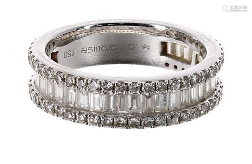 La Marquise 18ct white gold diamond full eternity ring, with a central band of baguette diamonds