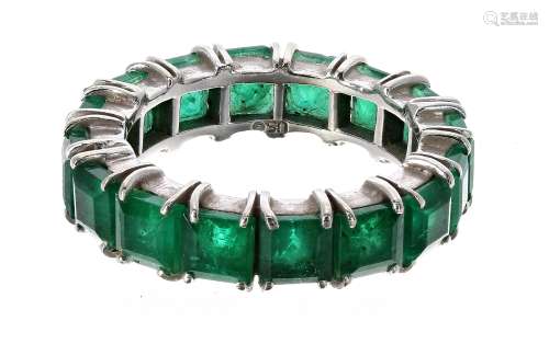 White metal emerald full eternity ring, 5.10ct approx, width 6mm, 4.6gm, ring size H (4089-2-A)