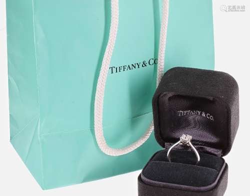 Tiffany & Co. 'Lucida' Collection - fine quality platinum solitaire diamond ring, four claw set