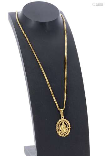 Asian 22ct yellow gold necklet with elephant pendant, 16gm (556792-1-A)