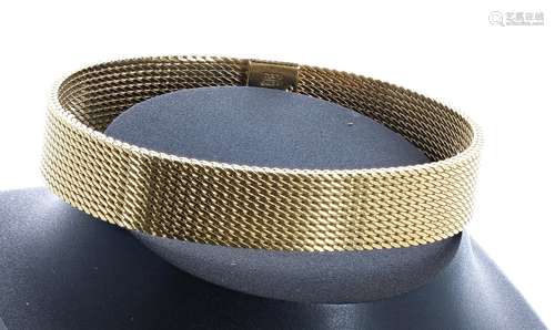 9ct yellow gold mesh link bracelet , width 11.5mm, 28.9gm, 7