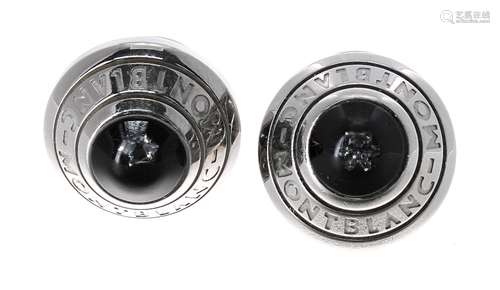 Pair of Mont Blanc floating diamond silver tone domed cufflinks, 14.5gm, 16mm diameter (6519-1-A)