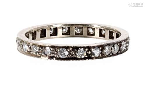 Full diamond eternity ring in white metal, 1.9gm, width 3mm, ring size O