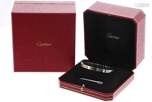 Cartier 18ct white gold 'Love' bangle, size 20, signed and numbered DGC259, 39.6gm, with screwdriver