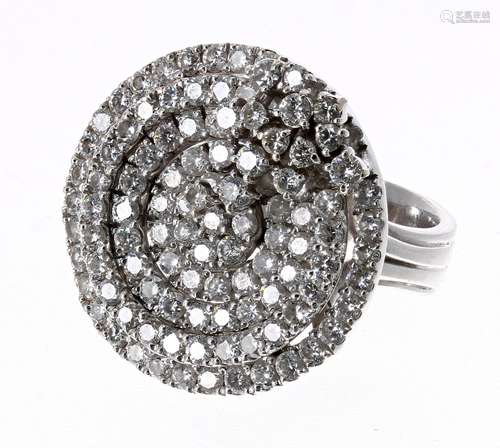 Impressive 18ct white gold large circular diamond cluster ring, round brilliant-cuts, 13gm, 23mm