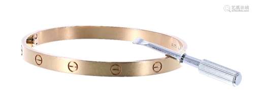 Cartier 18ct rose gold 'Love' bangle, size 20, box and screwdriver, signed, no. DJC174, 38.2gm, 70mm