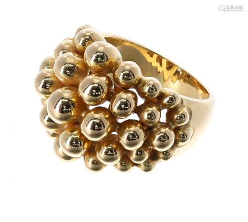 Boucheron 18ct yellow gold multiple ball bombé ring from the Carla Amorim Collection, signed