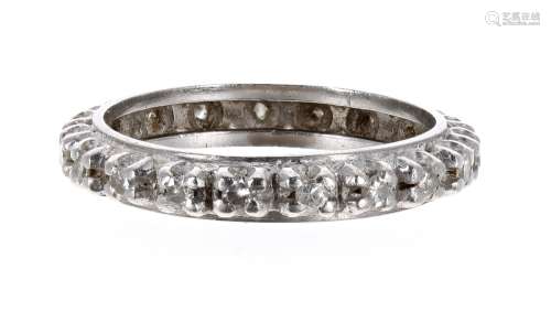 Platinum diamond full eternity ring, 3.1gm, width 3mm, ring size K