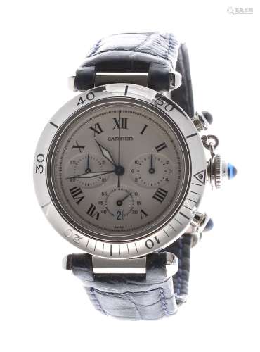 Cartier Pasha chronograph stainless steel gentleman's wristwatch, ref. 1050 1, serial no. CO48xxx,