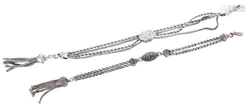 Two silver Albertina watch chains, 26.2gm, 8
