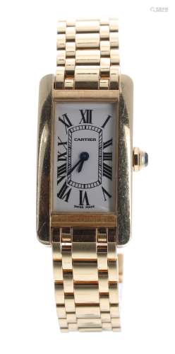 Cartier Tank American 18ct lady's bracelet watch, ref. 1710, serial no. 2088xxx, sapphire crown,