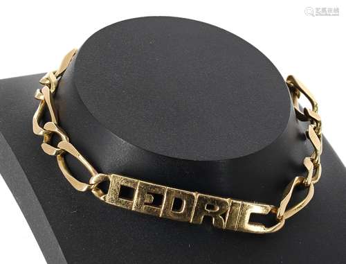 18ct identity figaro link bracelet 'Cedric', 23gm (556575-1-A)