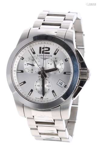 Longines Conquest Chronograph stainless steel gentleman's bracelet watch, ref. L3660.4, serial no.