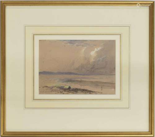 George Blackie Sticks (1843-1938) - Beach scene at low tide with a figure in the distance, signed