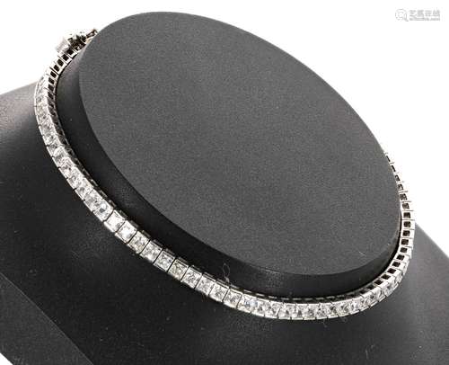 9ct white gold cz tennis bracelet, 5.7gm, 7.25