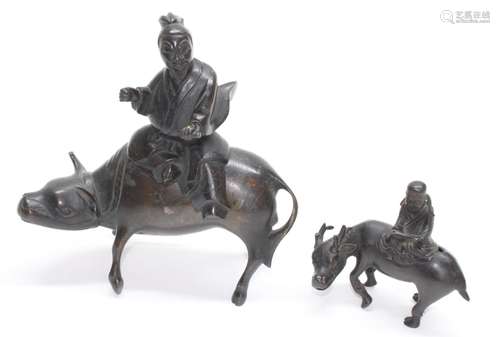 Japanese Meiji period bronze koro and cover, modelled as a gentleman riding a bull, 6