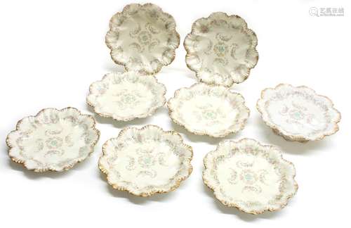 Ridgeways 'Rhodesia' pattern part dessert service, comprising tall pedestal serving dish, low