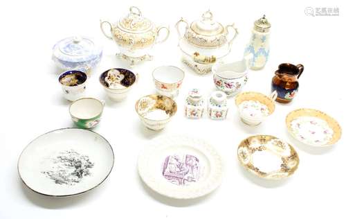 Collection of assorted English pottery; including cups, saucers, sucrier, Locke & Co. Worcester