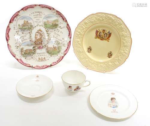 Royal Worcester - 1911 Coronation commemorative trio of cup, saucer and plate, plate 7