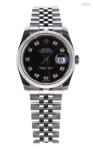 Rolex Oyster Perpetual Datejust stainless steel and 18ct white gold gentleman's bracelet watch, ref.