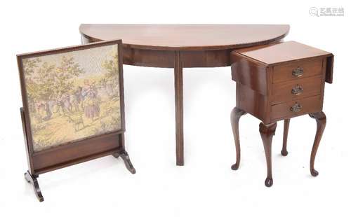 Georgian mahogany demi lune side table, with square chamfered supports, 49.5