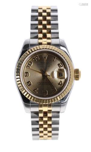 Rolex Oyster Perpetual Datejust gold and stainless steel lady's bracelet watch, ref. 179173, circa