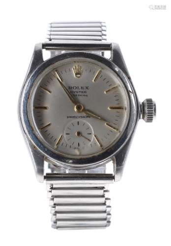 Rolex Oyster Speedking Precision mid-size stainless steel wristwatch, circa 1940s, serial no.