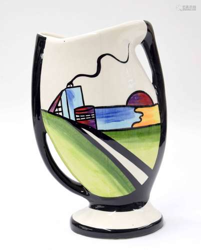 Lorna Bailey 'Deco House' pattern twin-handled vase, 9