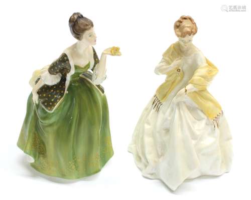 Royal Doulton - Fleur, HN2368, inscribed EP by hand underside, figure of a lady in green ball