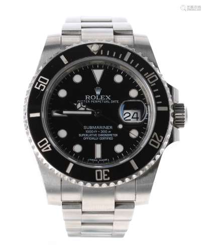 Rolex Oyster Perpetual Date Submariner stainless steel gentleman's bracelet watch, ref. 116610,