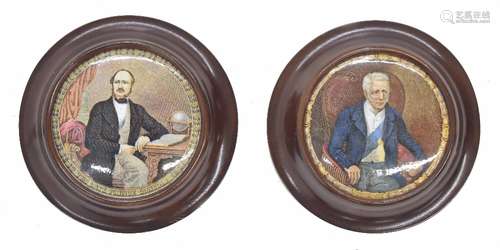 Two framed Prattware pot lids to include 'The Late Duke of Wellington' and 'The Late Prince