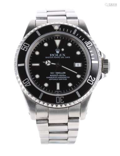 Rolex Oyster Perpetual Date Sea-Dweller stainless steel gentleman's bracelet watch, ref. 16600,