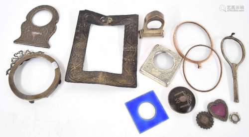 Collection of assorted silver, white metal and enamelled picture frame mounts for spares/repair,