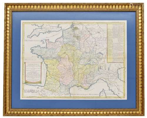 18th century French atlas map of France, 1740, 28