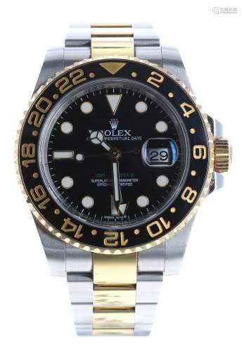 Rolex Oyster Perpetual Date GMT-Master II gold and stainless steel gentleman's bracelet watch,