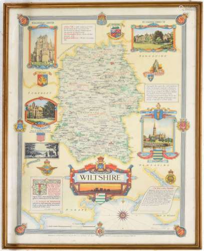 WWII Countryman Wiltshire Regiment county map of Wiltshire and the agricultural industry within,