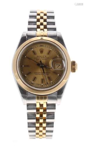 Rolex Oyster Perpetual Datejust gold and stainless steel lady's bracelet watch, ref. 69163, circa